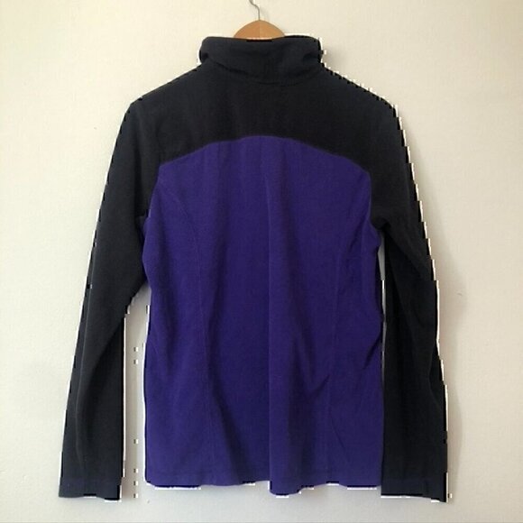 COLUMBIA Purple Black Colorblock 1/4 Zip Quarter Zip Fleece Sweatshirt Top Large - Picture 8 of 10